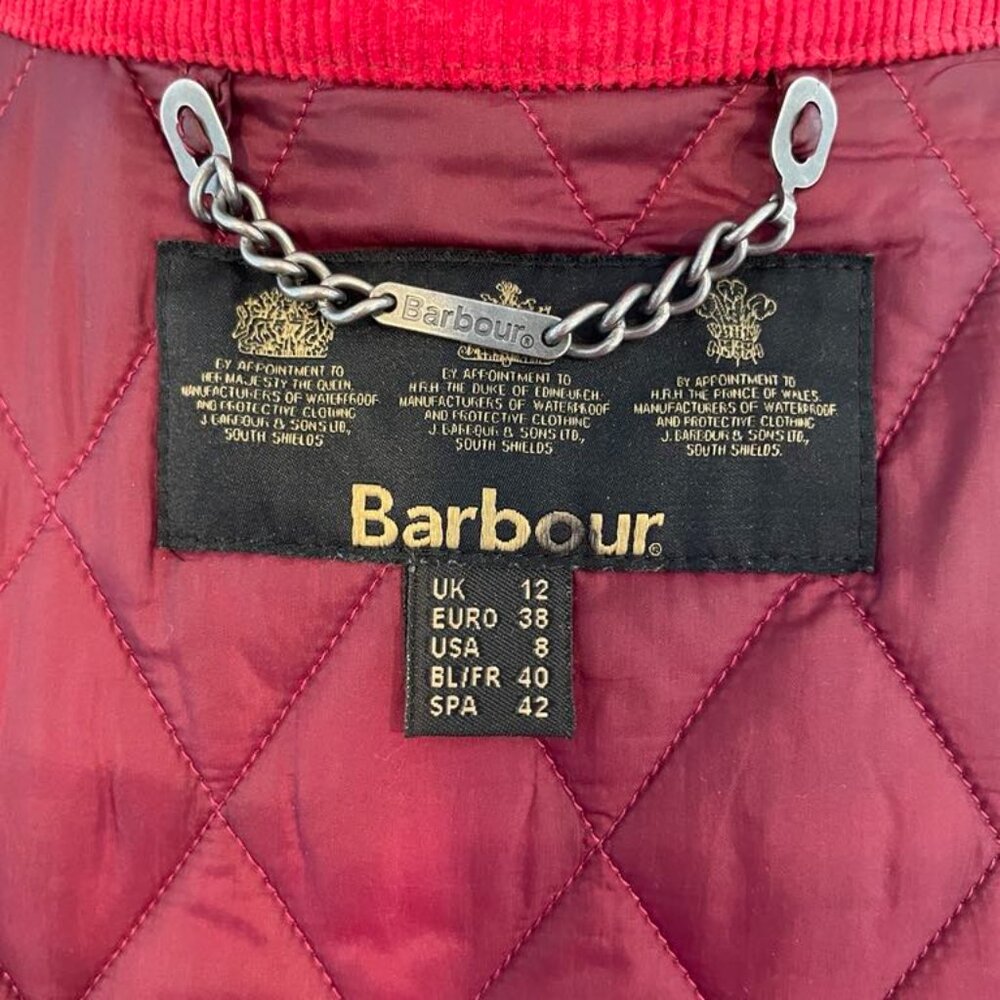 Women's Brick Red Waxed Cotton Barbour Jacket, Size 8 - Picture 6 of 12